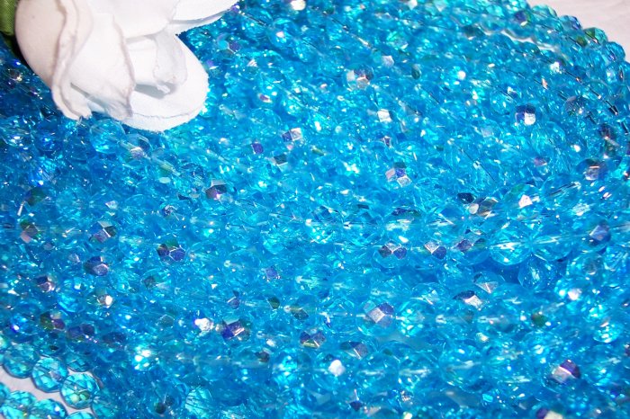 AQUA Czech Fire Polished 8mm Beads q.50