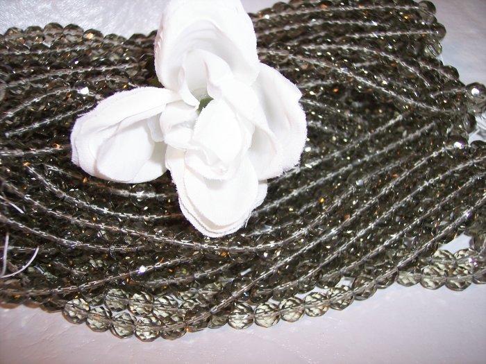 BLACK DIAMOND Czech Fire Polished 8mm Beads q.50