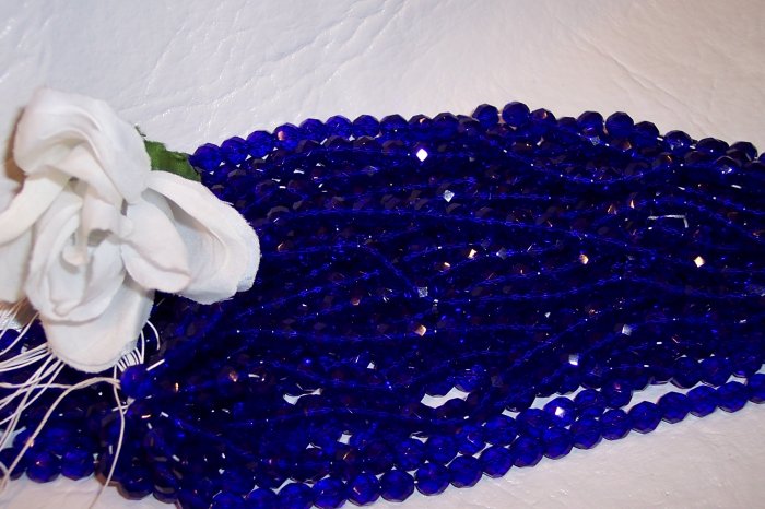 COBALT Czech Fire Polished 8mm Beads q.50