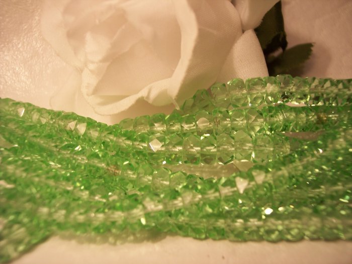 PERIDOT Czech Fire Polish Faceted Rondells 6/3mm q.25