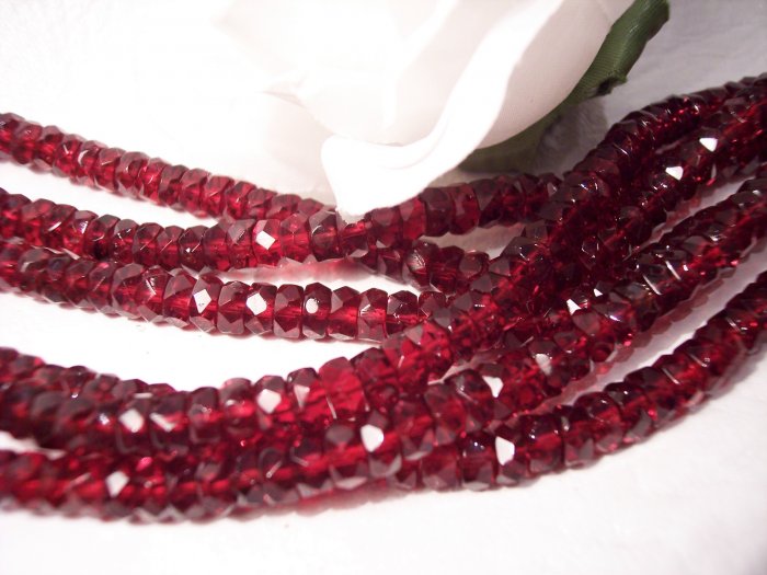 DEEP RUBY Czech Fire Polish Faceted Rondells 6/3mm q.25