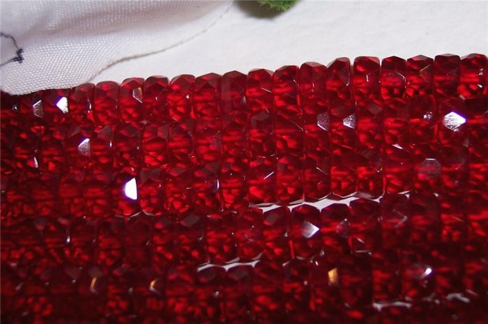 SIAM RUBY Czech Fire Polish Faceted Rondells 6/3mm q.25