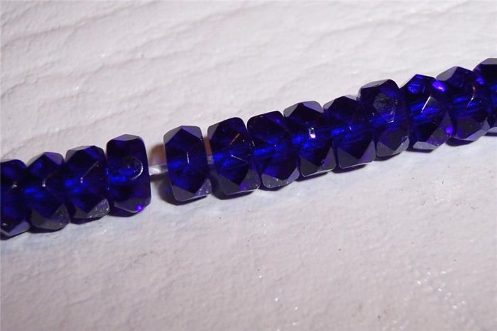 COBALT Czech Fire Polish Faceted Rondells 6/3mm q25