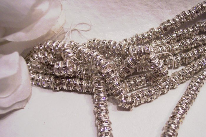 SILVER/CRYSTAL Rhinestone Rondells 4.5mm q.10