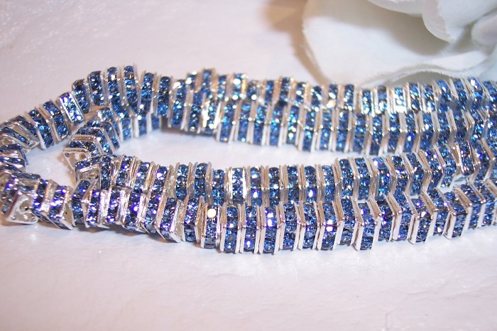 SILVER/ SAPPHIRE Rhinestone Squaredelles 4.5mm q.10