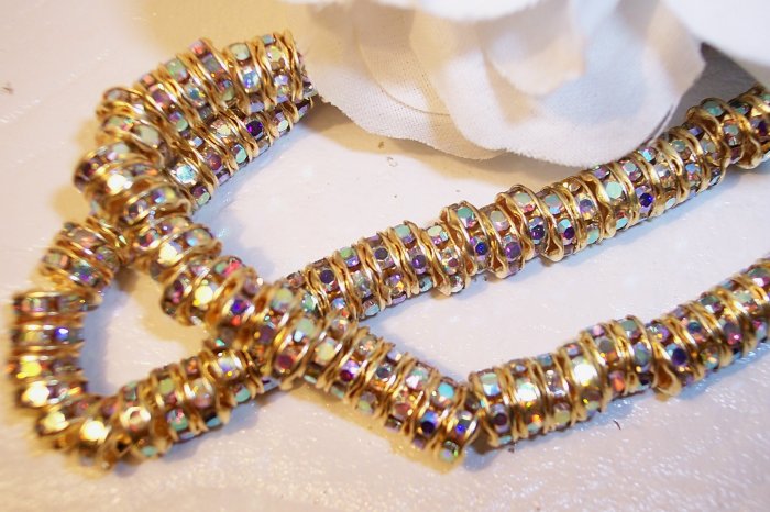 GOLD / CRYSTAL AB Rhinestone Rondells 6mm q.10