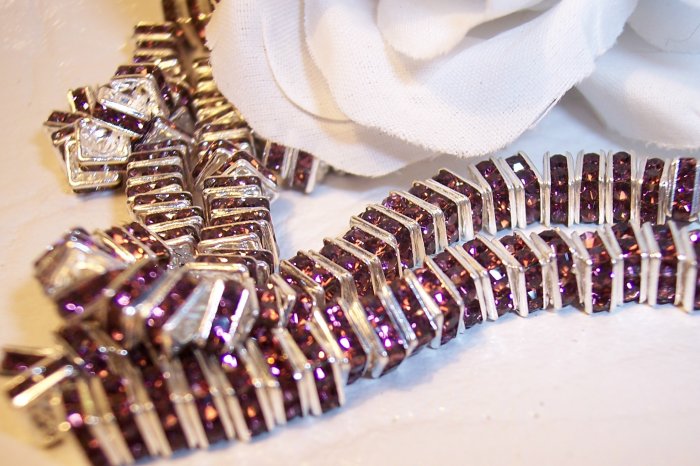 SILVER/ AMETHYST Rhinestone Squaredelles 4.5mm q.10