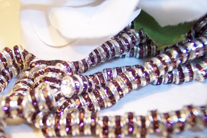 SILVER/ AMETHYST Rhinestone Rondells 4.5mm q.10