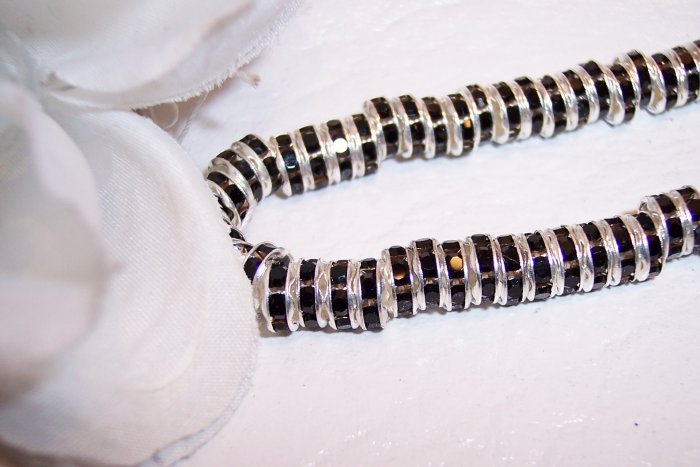 SILVER/BLACK CRYSTAL Rhinestone Rondells 4.5mm q.10