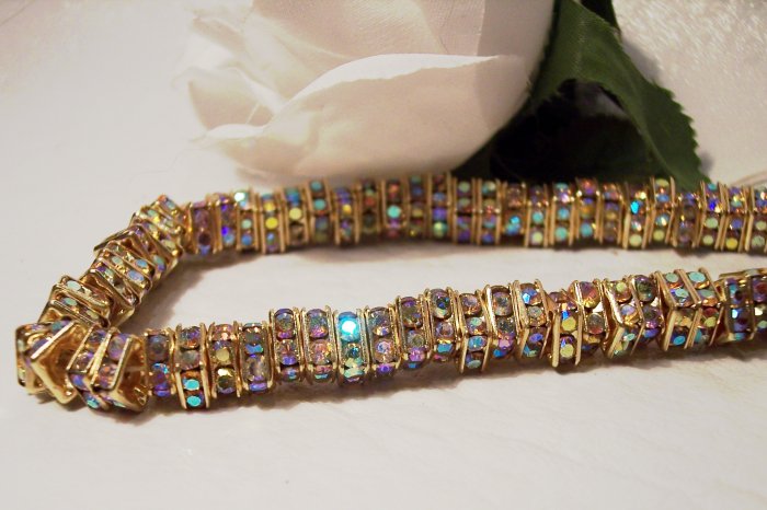GOLD/CRYSTAL AB Rhinestone Squaredelles 4.5mm q.10