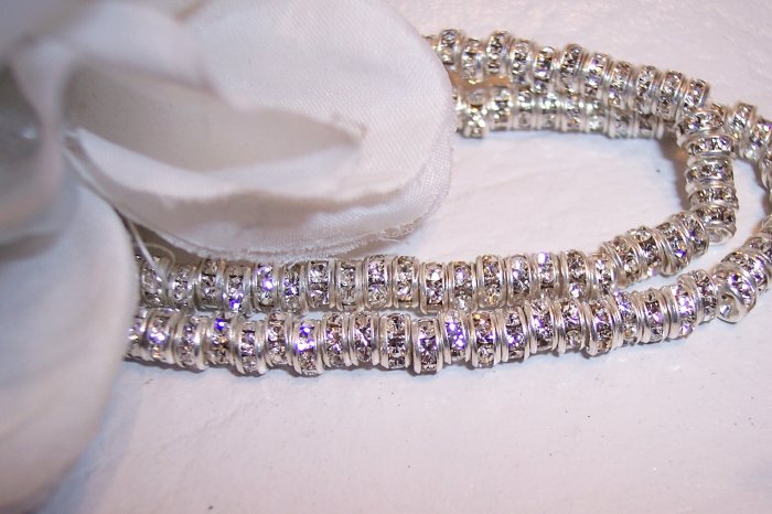 SILVER/CRYSTAL Rhinestone Rondells 6mm q.10