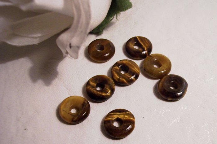 TIGER EYE 10mm Donut Bead 4 pack