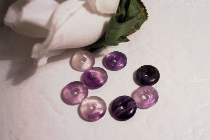 RAINBOW FLUORITE Donut Bead 10mm 4pk