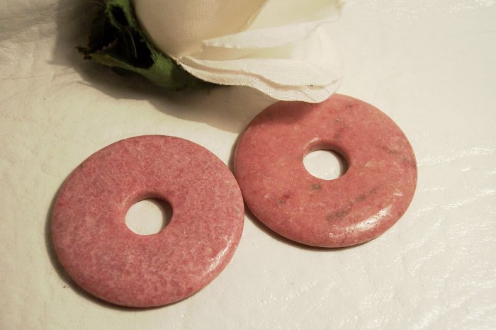 RHODONITE Donut Bead 40mm