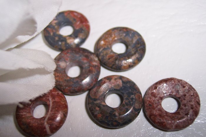LEOPARDSKIN JASPER 15mm Donut Bead 6 pack