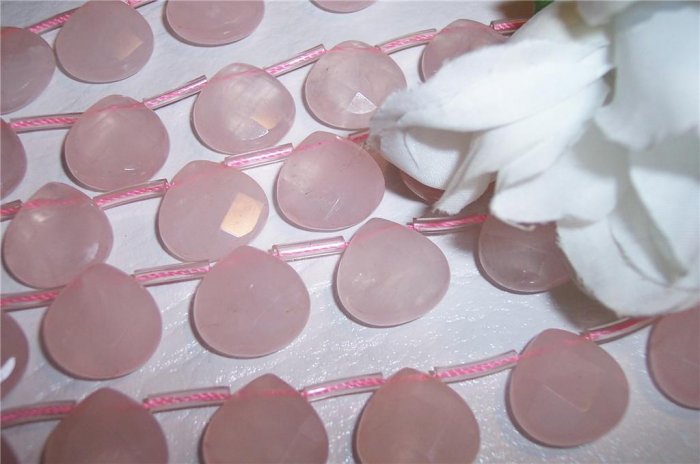 ROSE QUARTZ Faceted Teardrop Beads q.2