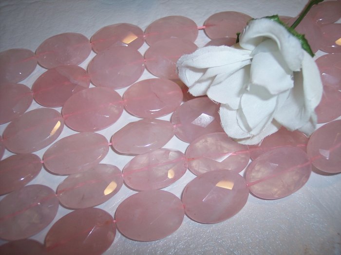 ROSE QUARTZ Faceted Oval Beads 22x30 q.2