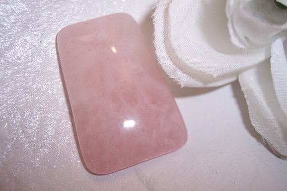 ROSE QUARTZ puffed trapezoid pendant