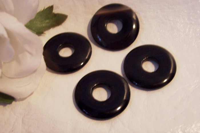 BLACK AGATE Donut Bead 25mm