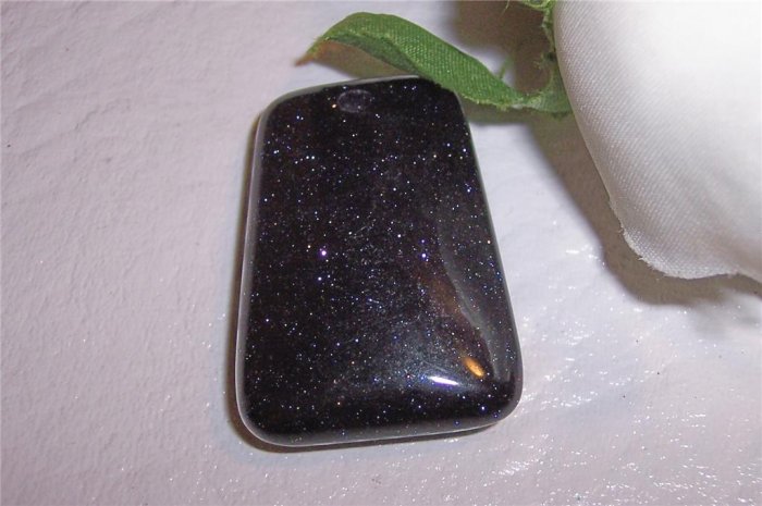 BLUE GOLDSTONE Puffed Trapezoid Pendant