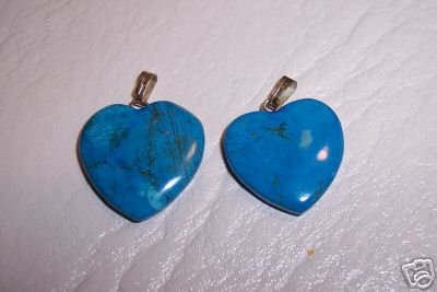 TURQUOISE HOWLITE Heart Pendants 2 pack