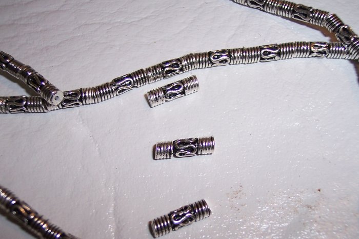 Sterling GENUINE BALI TUBE Bead #47 5 pcs.