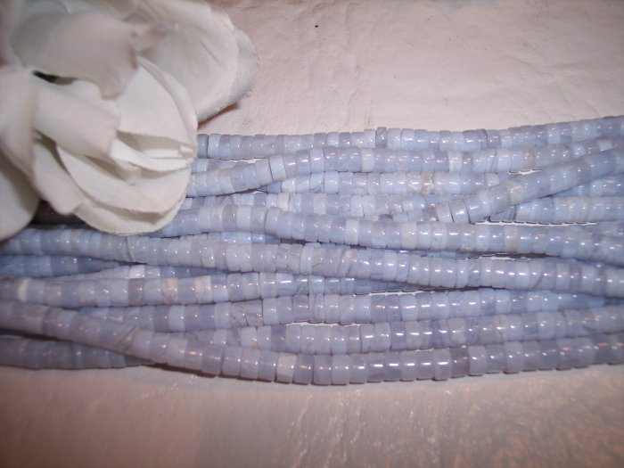 BLUE LACE AGATE Tube Beads 3x5 15" strand