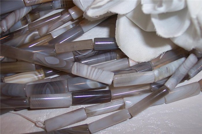BOTSWANA AGATE Tube Beads 6x18mm