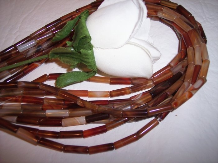 CARNELIAN Tube Beads 16" strand 4x13