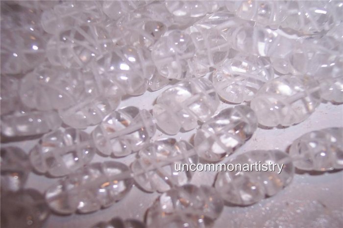 CRYSTAL QUARTZ Carved Ovals Beads 8x11mm