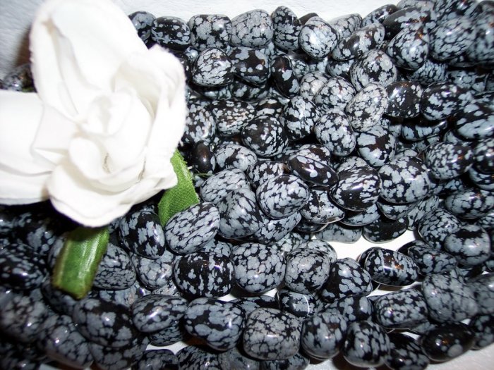SNOWFLAKE OBSIDIAN Polished Tumbled Stone Nuggets 16"