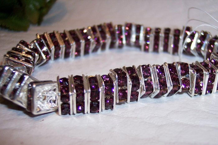 SILVER/ AMETHYST Rhinestone Squaredelles 6mm q.10
