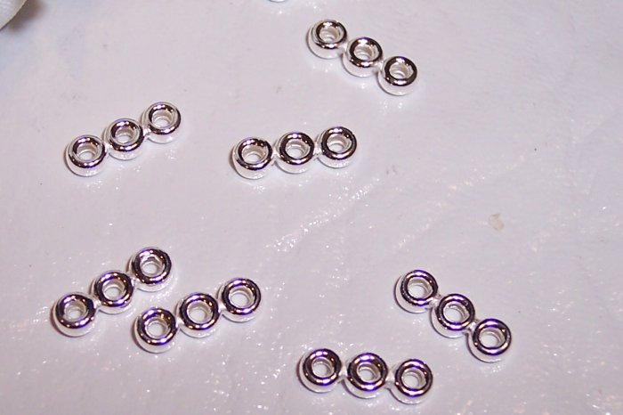 RONDELLE SPACER Bar 3 Strand Sterling Silver (5 pcs.)
