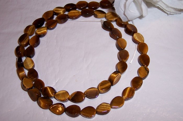 TIGER EYE Flat Teardrop Beads