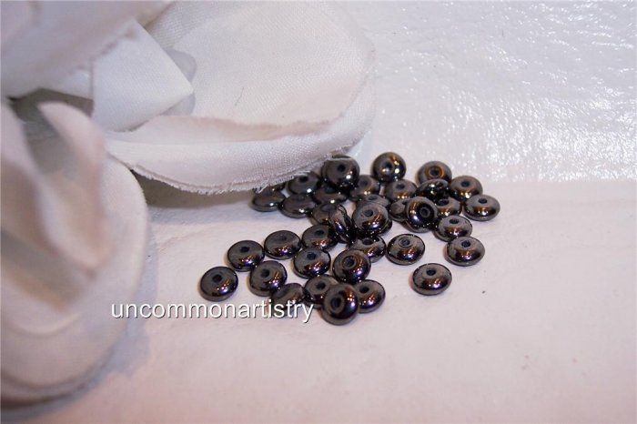 HEMATITE 4mm Czech Rondells q.100