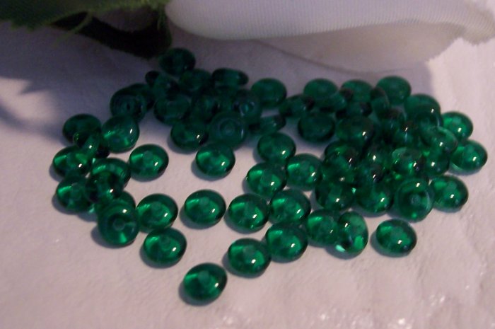 EMERALD GREEN Czech 4mm Rondell Beads 100pcs