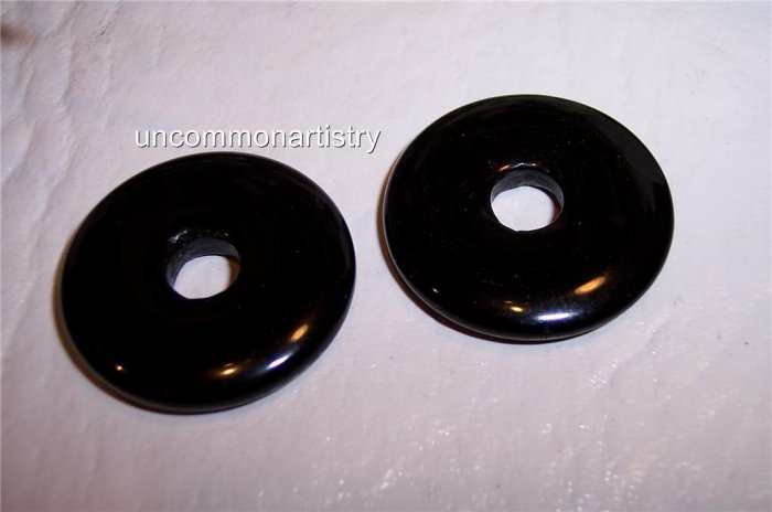 BLACK AGATE Donut Bead 40mm