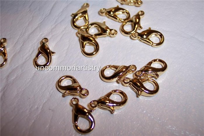 Lobster Claw Clasps Gold plated Rounded Ovals q.10
