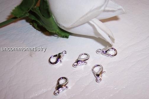 Lobster Claw Clasps Silver plated Lg Rounded Ovals q.10