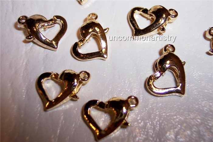 LOBSTER Claw Clasps Gold Plated HEART-Shaped q.10