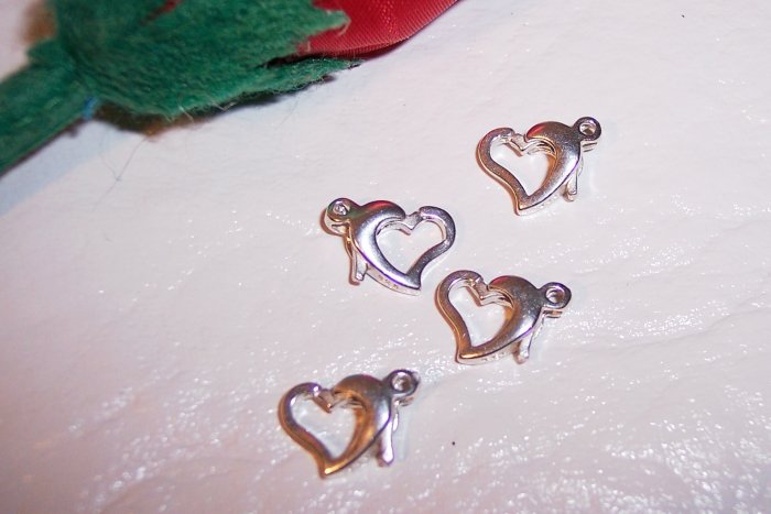 LOBSTER Claw Clasps Sterling Silver HEART-Shaped