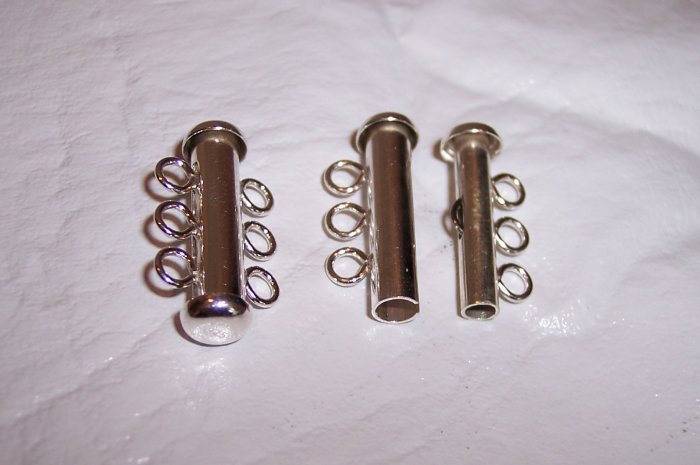 TUBE CLASP 3 strand Sterling Silver