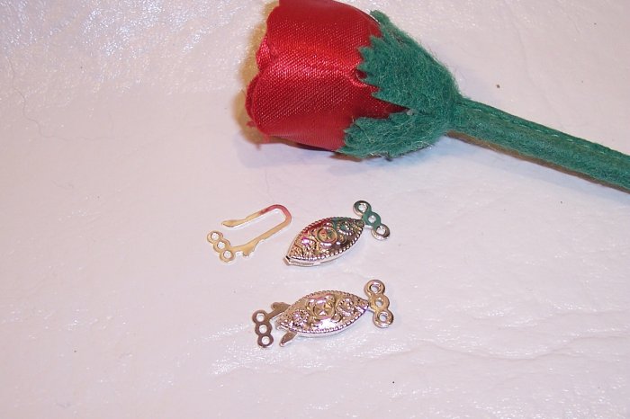 FILIGREE 2pc Clasp Silver Plated 3 Strand q.10