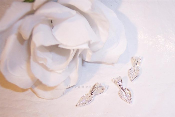 BAILS Stone Mounting LEAF SilverPlated Md (Glue On) q.5