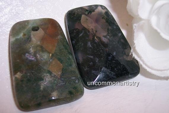 MOSS AGATE Faceted Trapezoid Pendant
