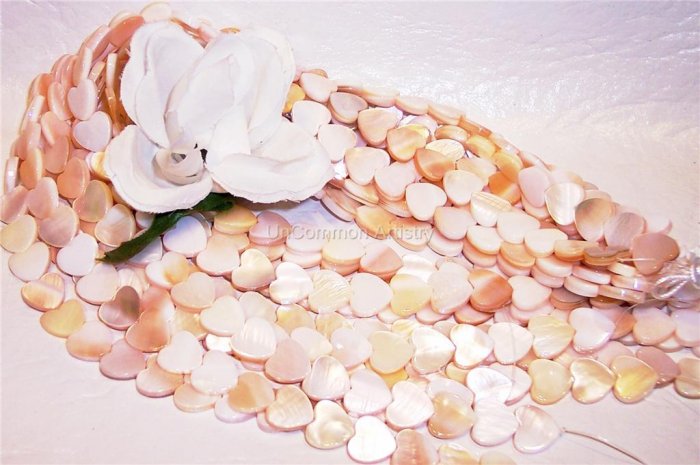 MOTHER OF PEARL Flat HEART Beads 12mm