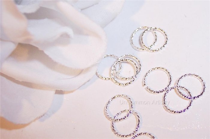 8mm OPEN SILVER PLATED Jump Rings TWIST 18g. q.50