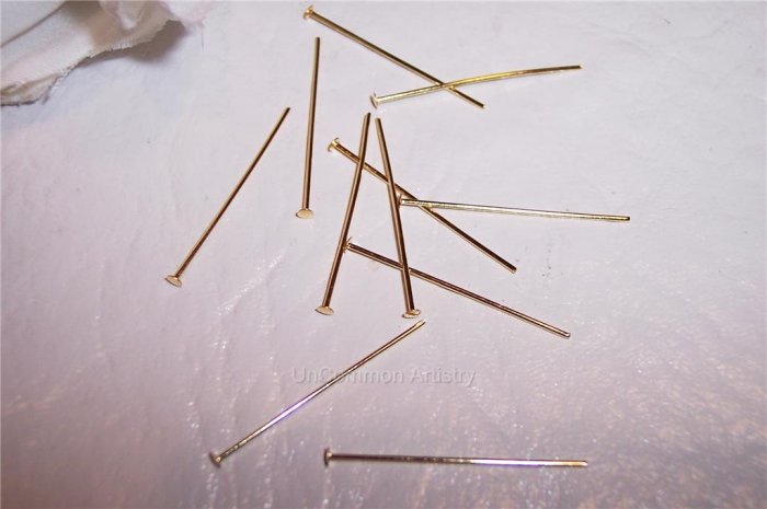 1" HEAD PINS 22 Gauge GOLD PLATED q.100