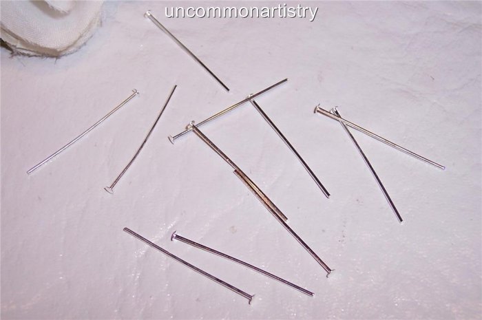 1" HEAD PINS 22 Gauge SILVER PLATED q.100
