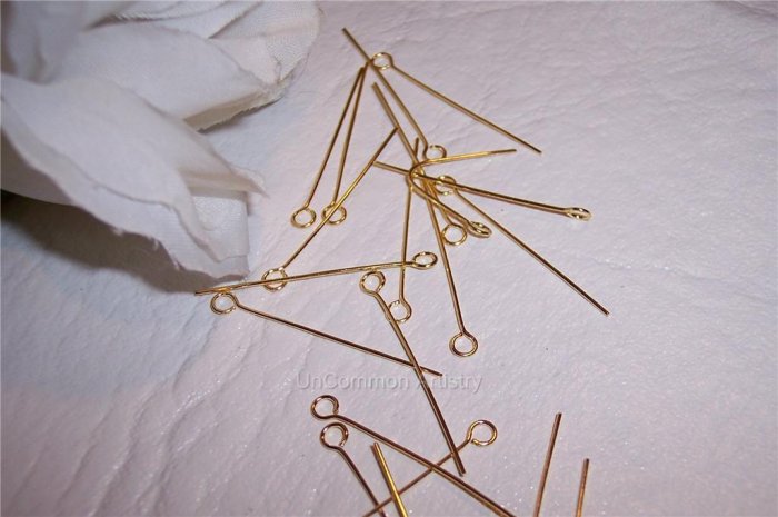 1" EYE PINS 21 Gauge GOLD PLATED q.100
